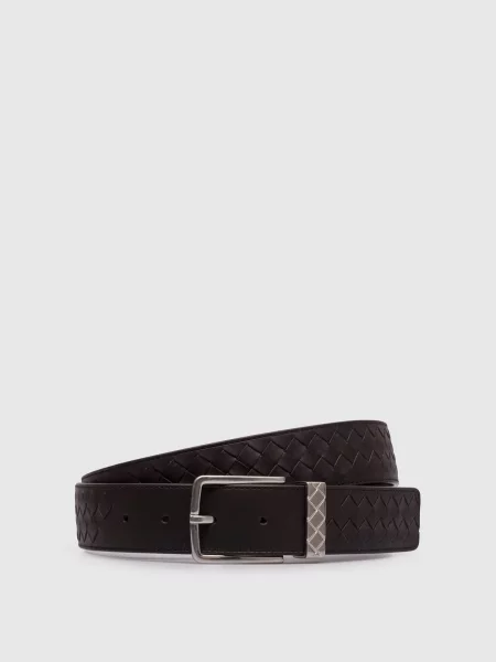 Шкіряний з плетінням Bottega Veneta коричневий