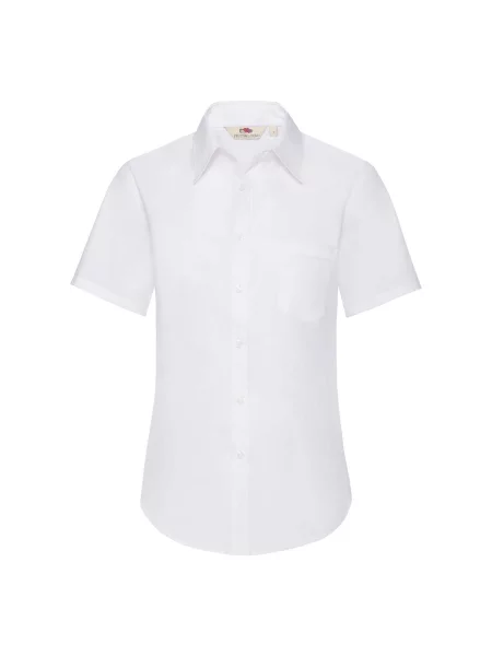 Scurt cămașă cu mânecă scurtă Fruit Of The Loom cu mâneci scurte din poplin alb