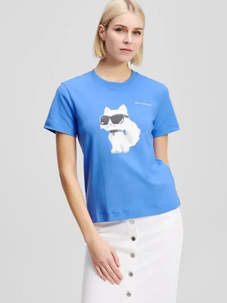 Karl Lagerfeld tričko IKON AQUARELLE modré