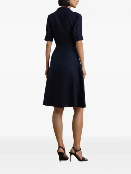 Λινή μίντι φόρεμα Lauren Ralph Lauren γραβάτες μπλε
