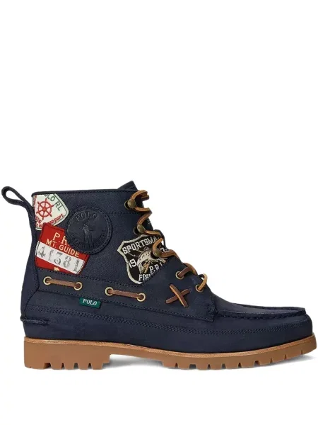 Sneakerși Polo Ralph Lauren cu șireturi din dantelă cu broderie maro
