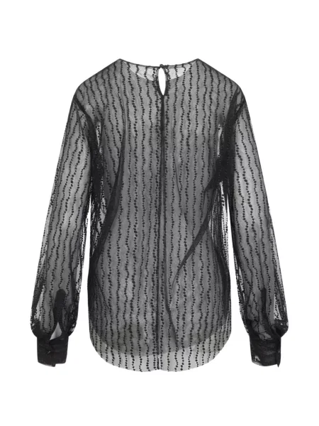 Top Alberta Ferretti cu broderie plasă negru