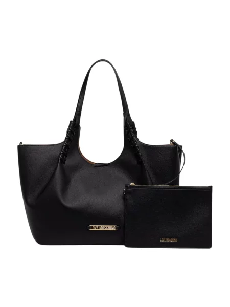 Love Moschino torebka shopper z imitacji skóry czarna