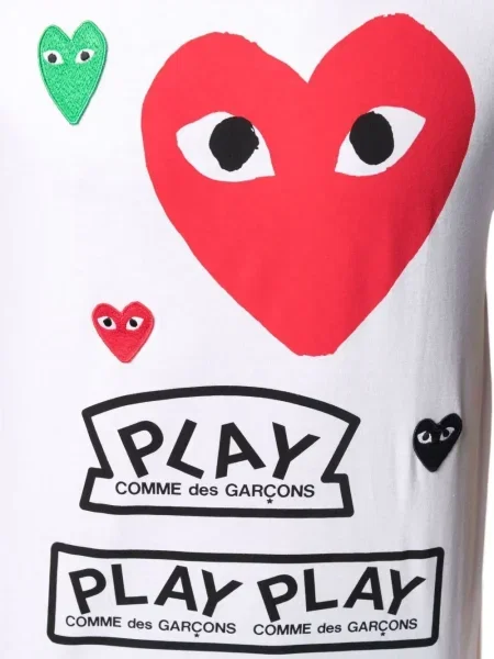 Μπλούζα Comme Des Garçons Play με σχέδιο με μοτίβο καρδιά λευκό