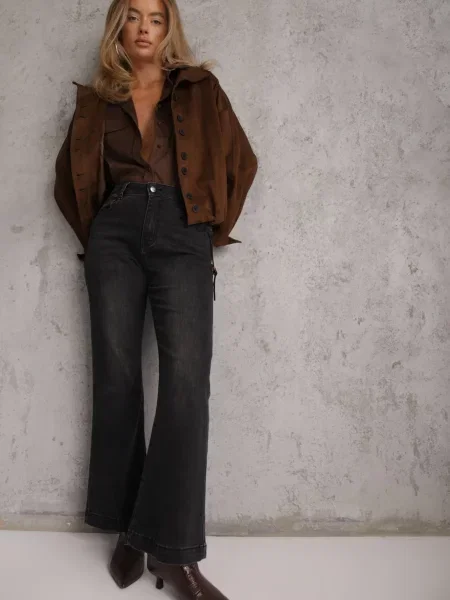 Blugi Flare cu High Waist Ademe negri