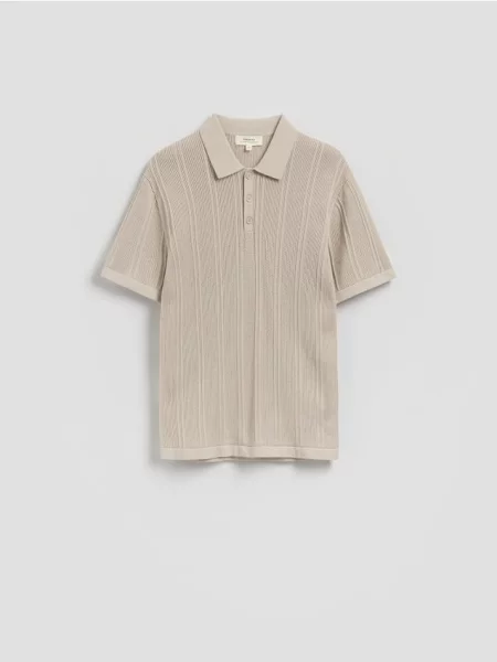 Reserved Ažúrové polo tričko béžová