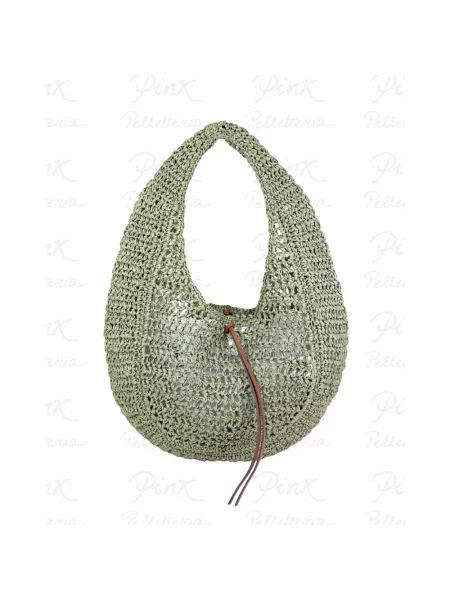 Lniana torebka hobo Gianni Chiarini zielona