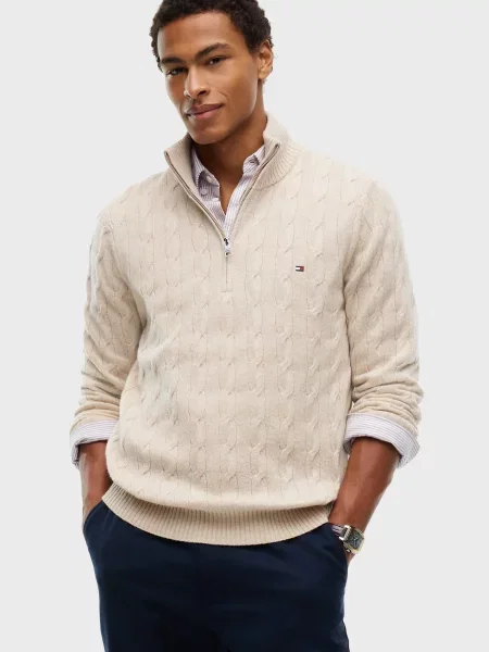 Вовняний светр Tommy Hilfiger бежевий
