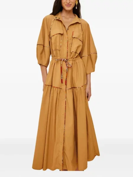 Warstwowa sukienka midi Farm Rio do kolan garniturowa brązowa