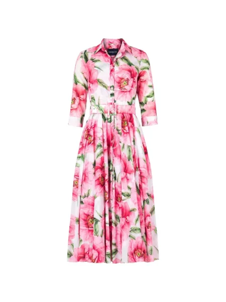 Sukienka Samantha Sung w kwiatki z nadrukiem garniturowa różowa