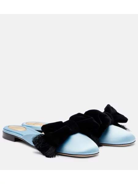 Satenaste mules Valentino Garavani z lokom modra