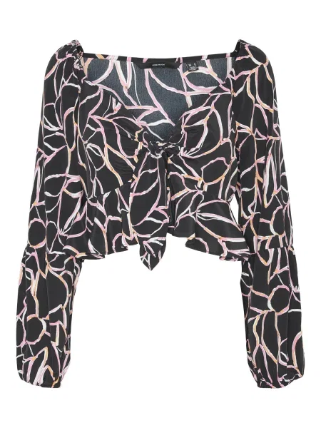 VERO MODA Bluză NYA galben auriu / roz / negru alb