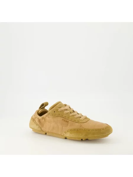 Sneakersy Fendi skórzane brązowe