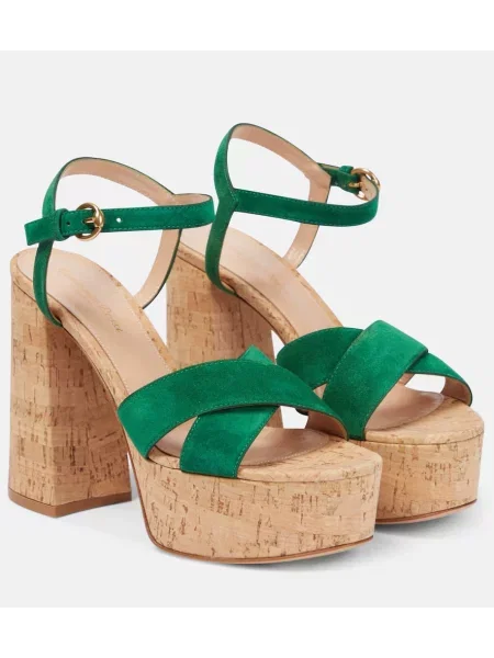 Sandale Gianvito Rossi din piele de căprioară cu platformă verde
