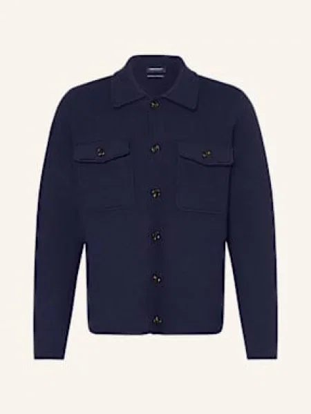 Strokesman's Kardigan Z Wełny Merino blau granatowy