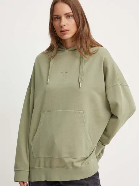 Суичър с качулка Pepe Jeans с качулка зелено