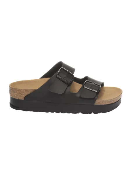 Klapki Birkenstock na platformie zamszowe czarne
