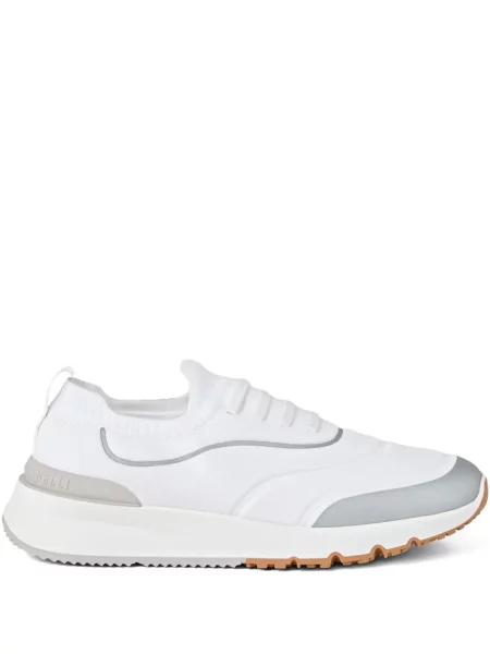Sneakerși Brunello Cucinelli tricotate alb