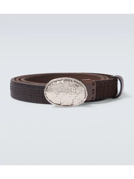 Cu centură curea Brunello Cucinelli din piele maro