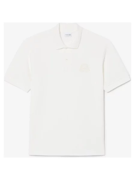 Koszulka polo Lacoste Classic Fit Embroidered Shield z krótkim rękawem S biały