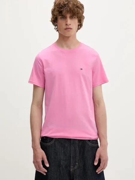 Tommy Jeans t-shirt ανδρικό ροζ