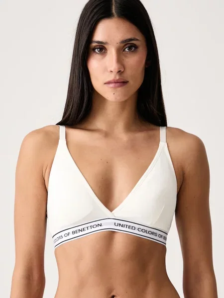 United Colors of Benetton trojuholníková podprsenka s bavlnou béžová
