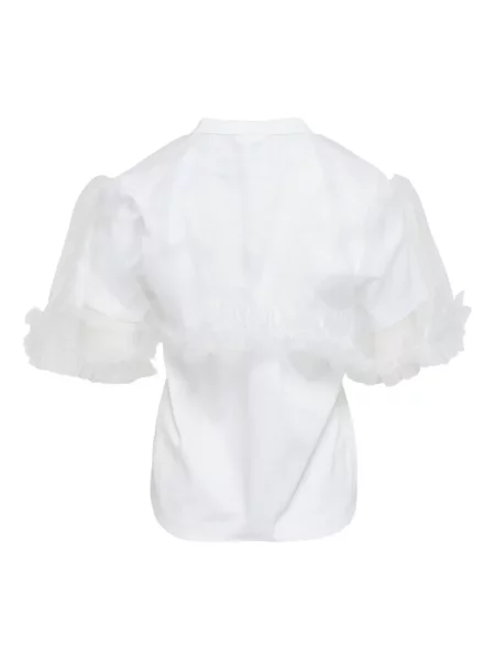 Tricou Noir Kei Ninomiya cu volane alb