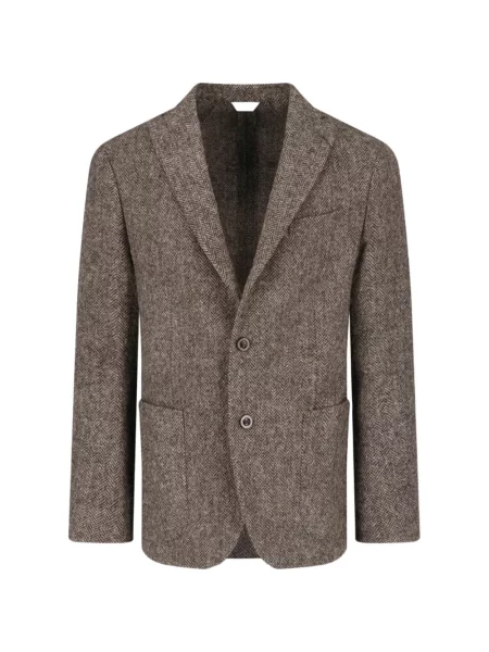 Sacou Boglioli de lână cu model herringbone maro