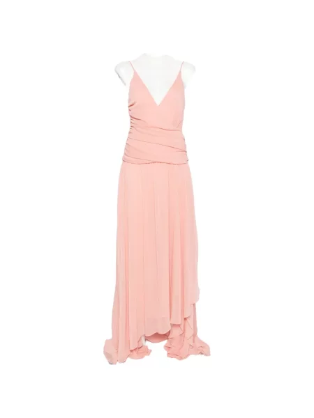 Rochie maxi Arcina Ori cu volane asimetrică roz