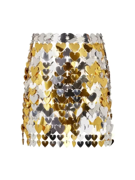 Mała mały spódnica mini Paco Rabanne w serca żółta