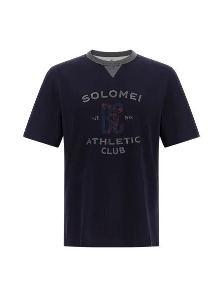Koszulka sportowa Brunello Cucinelli z nadrukiem niebieska