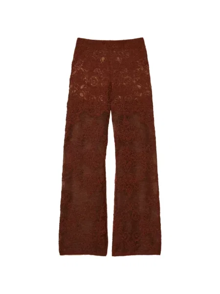 Pantaloni Twinset din lână alpaca maro