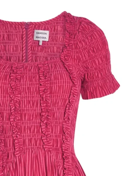 Rochie Damson Madder cu dungi cu volane roz