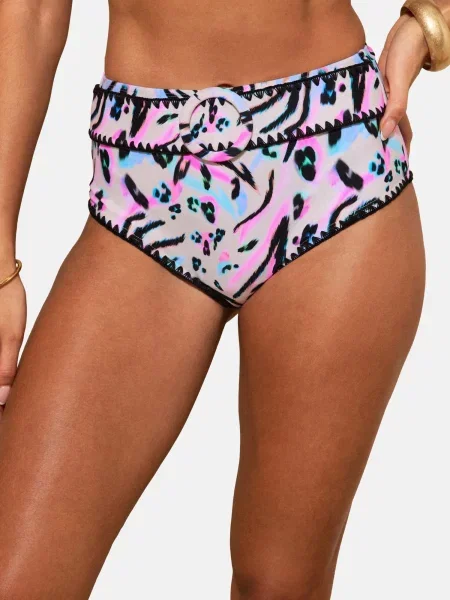Love & roses Bikini hlačke slonovina / voda / fuksija črna