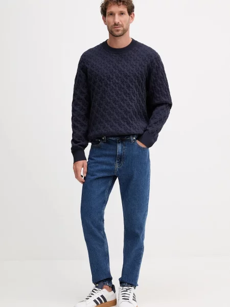 Pulover Calvin Klein Jeans mornarsko modra