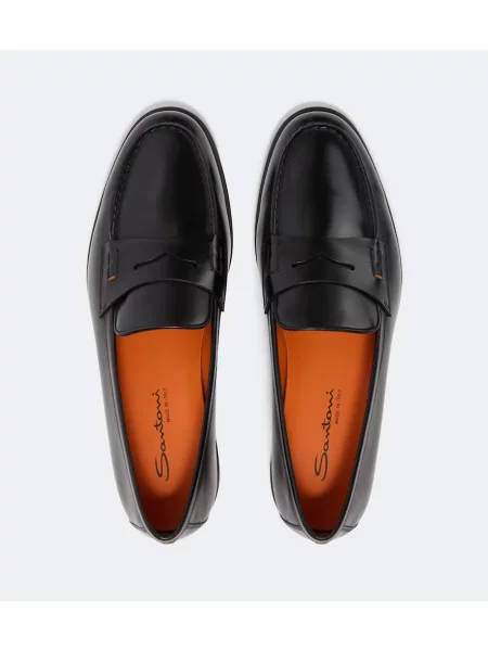 Pantofi loafer Santoni din piele negru