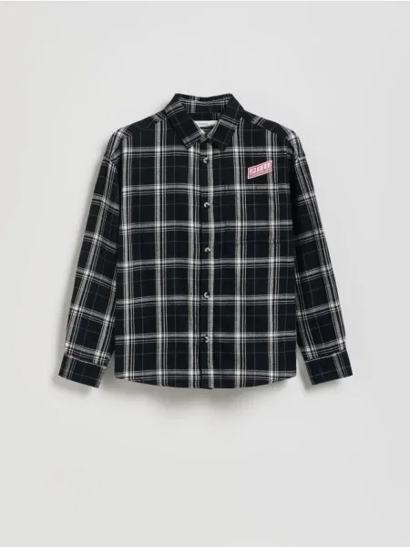 Reserved kockovaná košeľa čierna