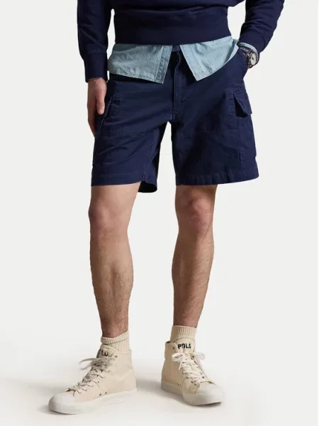 Polo Ralph Lauren Kratke hlače iz tkanine Mornarsko modra