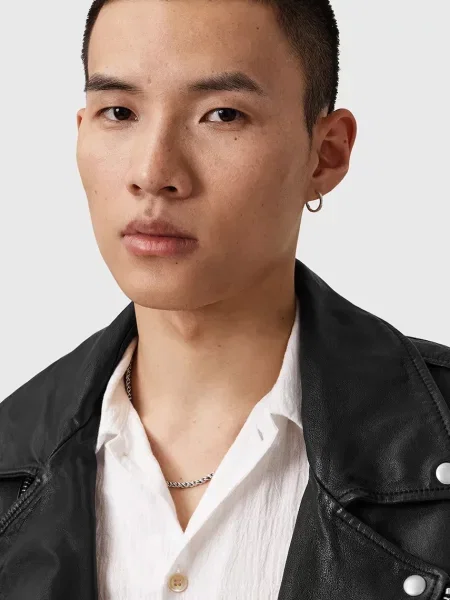 Шкіряна куртка AllSaints BRADFORD демісезонна чорний