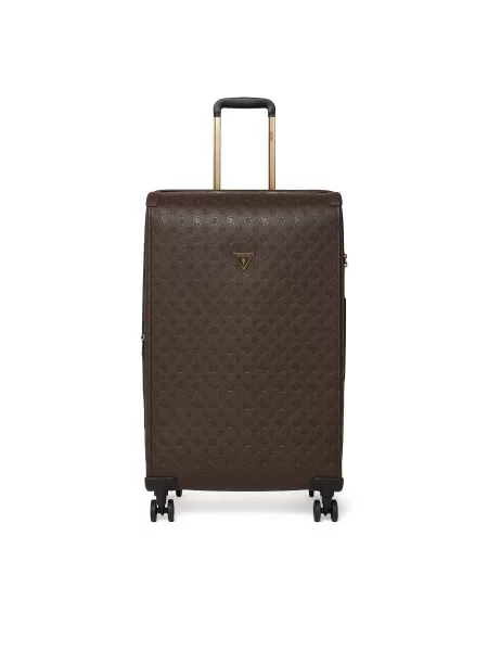 Μεγάλη Βαλίτσα Guess Lenwood Travel Σκούρο μπεζ