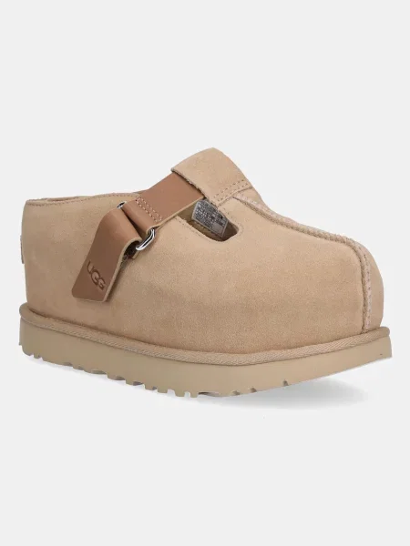 Natikače od brušene kože UGG Goldenstar Hi Clog bež