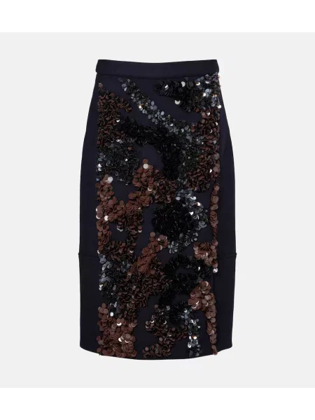 Gyapjú térdig érő midi szoknya Plan C fekete