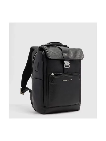 Torba na laptopa Piquadro skórzana czarna