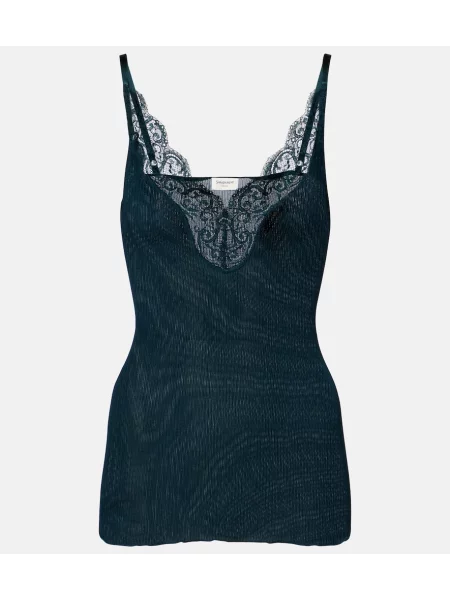 Top Saint Laurent de mătase verde