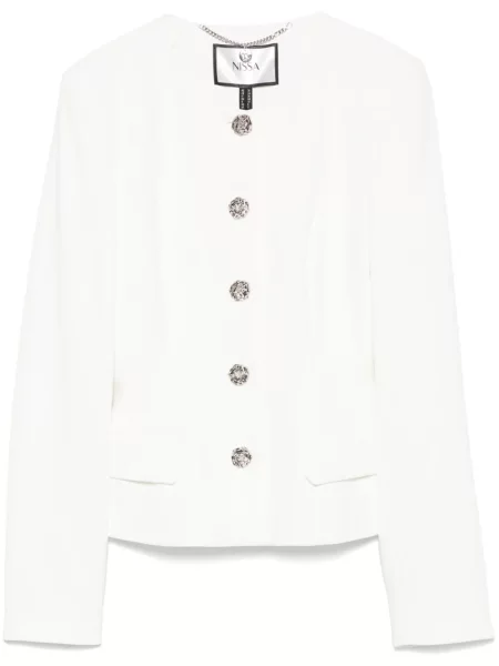 Sacou Nissa cu model floral alb