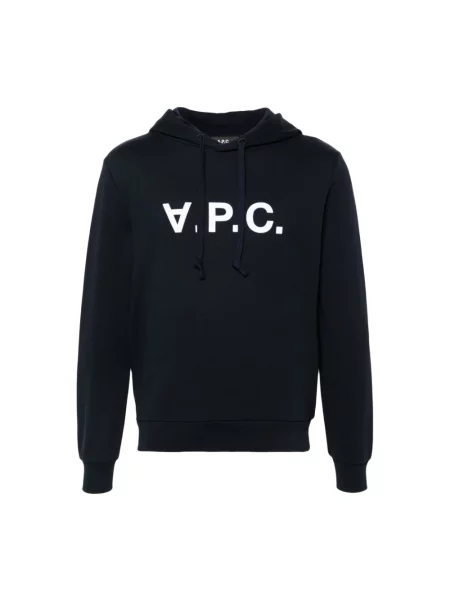 A.P.C. bluza hoodie standard grand vpc GOTS granatowy z kapturem z aplikacją niebieska