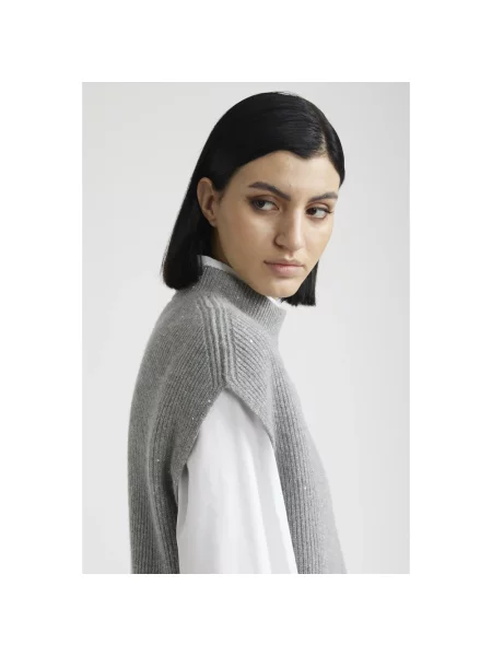 Sweter z golfem Peserico do golfa szary