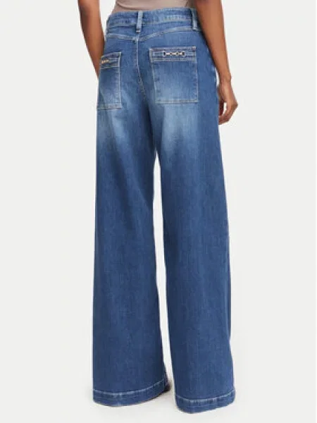 Guess Jeans hlače Wide Leg modra