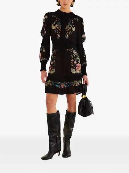 Rochie mini Farm Rio cu model floral cu imagine negru