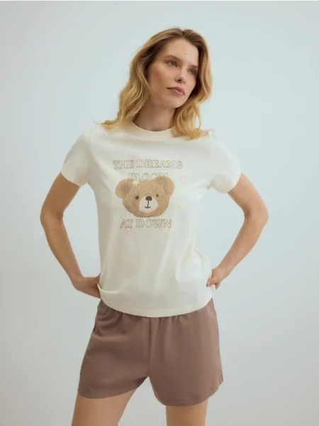 Reserved Pijama din două piese cu conținut ridicat de maro